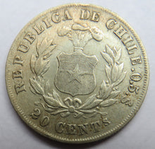 Load image into Gallery viewer, 1881 Chile Silver 20 Centavos Coin
