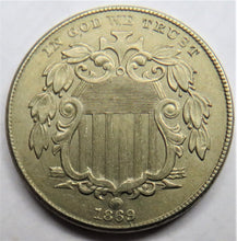 Load image into Gallery viewer, 1869 USA Shield 5 Cents / Nickel Coin In High Grade
