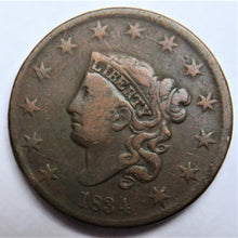 Load image into Gallery viewer, 1834 USA Coronet Head One Cent Coin
