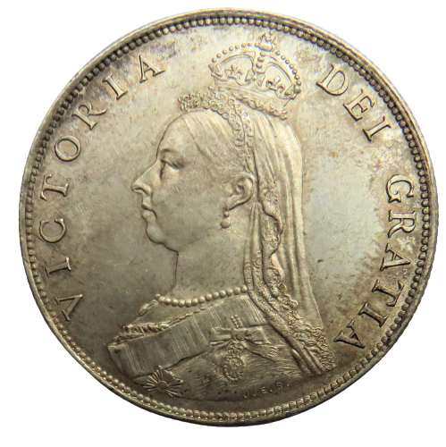 1887 Queen Victoria Jubilee Head Florin Coin In High Grade