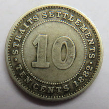 Load image into Gallery viewer, 1882-H Queen Victoria Straits Settlements Silver 10 Cents Coin
