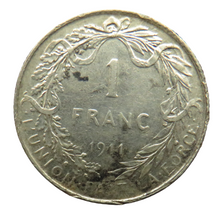 Load image into Gallery viewer, 1911 Belgium Silver One Franc Coin
