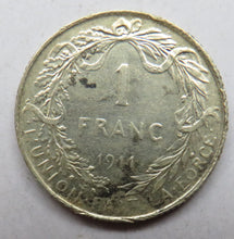 Load image into Gallery viewer, 1911 Belgium Silver One Franc Coin
