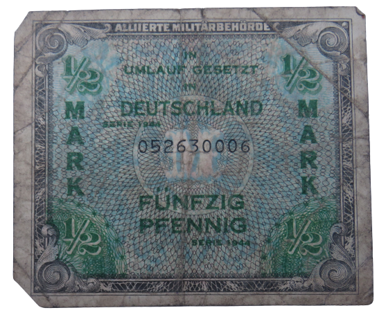 1944 Germany 1/2 Mark Banknote