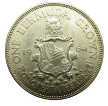 Load image into Gallery viewer, 1964 Queen Elizabeth II Bermuda Silver One Crown Coin
