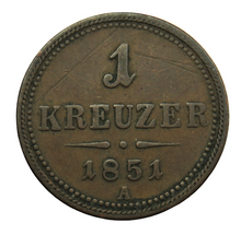 Load image into Gallery viewer, 1851-A Austria Kreuzer Coin
