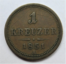 Load image into Gallery viewer, 1851-A Austria Kreuzer Coin
