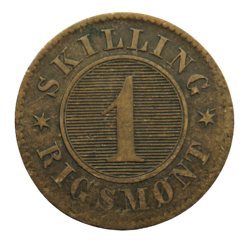 1856 Denmark One Skilling Rigsmont Coin