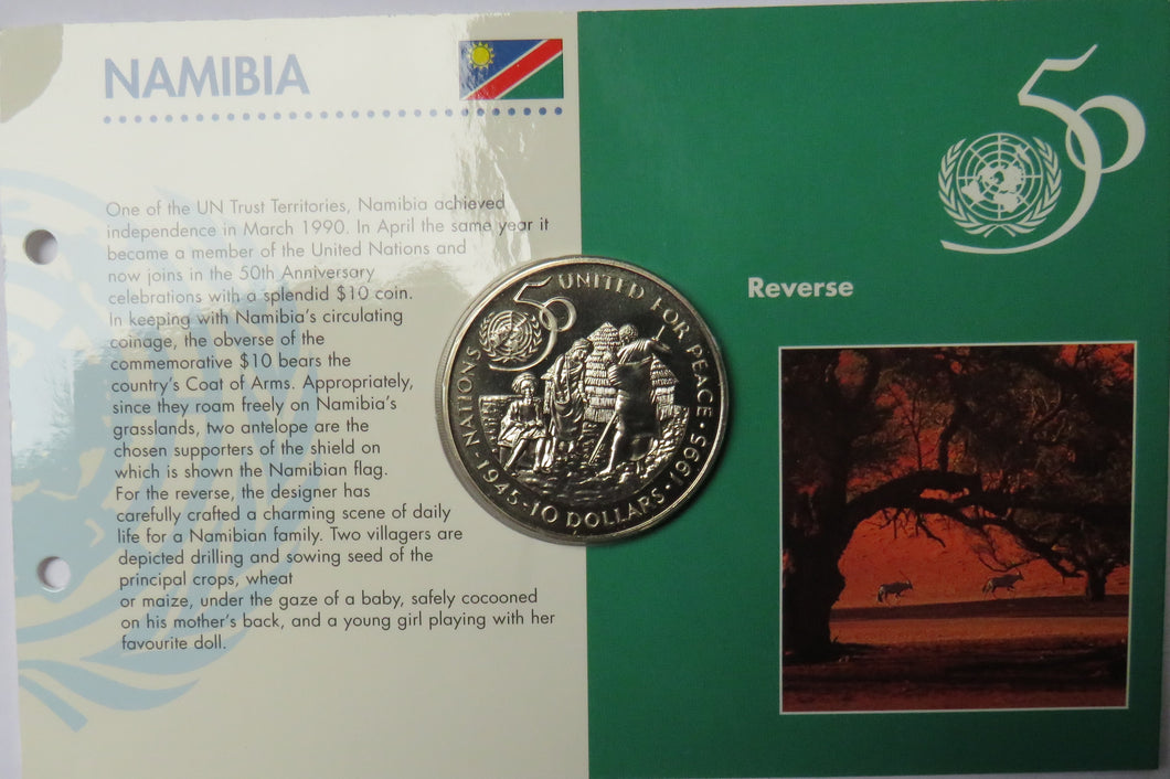 1995 Republic Of Namibia 10 Dollars Coin - Nations Untied For Peace