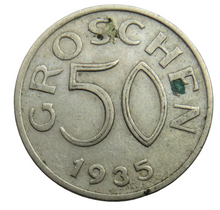 Load image into Gallery viewer, 1935 Austria 50 Groschen Coin
