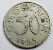 Load image into Gallery viewer, 1935 Austria 50 Groschen Coin
