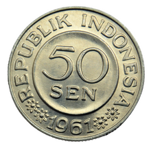 Load image into Gallery viewer, 1961 Indonesia 50 Sen Coin
