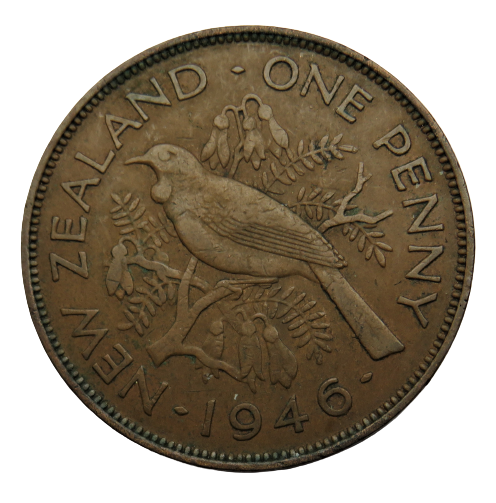 1946 King George VI New Zealand One Penny Coin