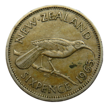 Load image into Gallery viewer, 1965 King George VI New Zealand Sixpence Coin
