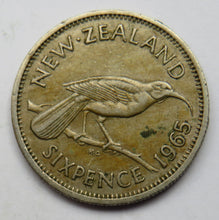 Load image into Gallery viewer, 1965 King George VI New Zealand Sixpence Coin
