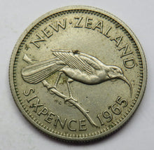 Load image into Gallery viewer, 1965 King George VI New Zealand Sixpence Coin
