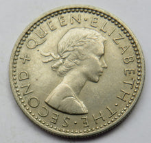 Load image into Gallery viewer, 1964 Queen Elizabeth II New Zealand Sixpence Coin
