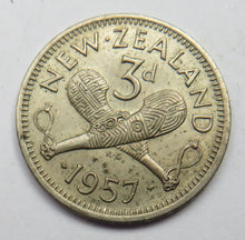 Load image into Gallery viewer, 1957 Queen Elizabeth II New Zealand Threepence Coin
