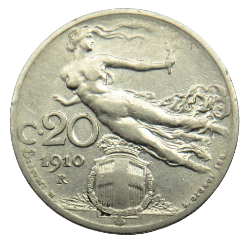 1910 Italy 20 Centesimi Coin