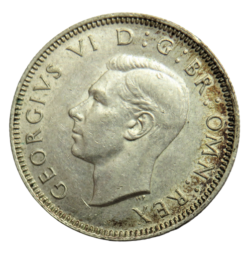 1944 King George VI Silver English Shilling Coin - Great Britain