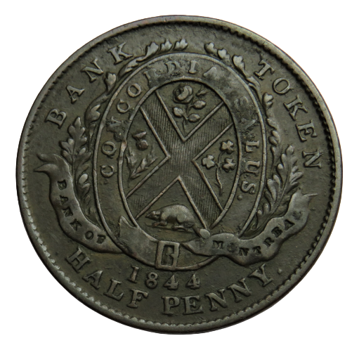 1844 Province Of Canada Bank Of Montreal Halfpenny Bank Token