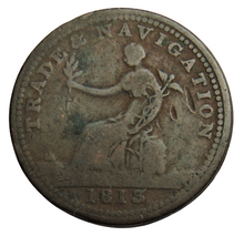 Load image into Gallery viewer, 1813 Trade Navigation Halfpenny Token - Pure Copper Preferable To Paper Canada
