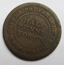 Load image into Gallery viewer, 1813 Trade Navigation Halfpenny Token - Pure Copper Preferable To Paper Canada
