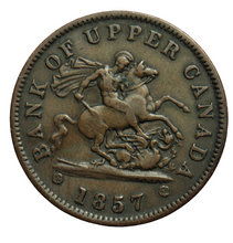 Load image into Gallery viewer, 1857 Bank Of Upper Canada One Penny Bank Token
