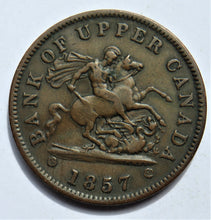 Load image into Gallery viewer, 1857 Bank Of Upper Canada One Penny Bank Token
