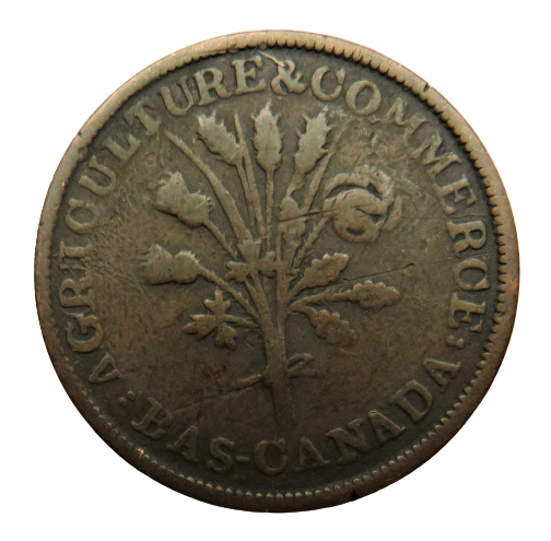 19th Canadian Token - Agriculture & Commerce Montreal Un Sou