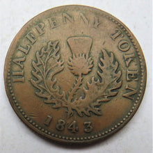 Load image into Gallery viewer, 1843 Province Of Nova Scotia Halfpenny Token
