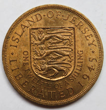 Load image into Gallery viewer, 1945 Jersey 1/12th Of A Shilling Coin In High Grade
