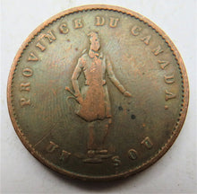 Load image into Gallery viewer, 1852 Quebec Half-Penny Bank Token - Province Du Canada Un Sou
