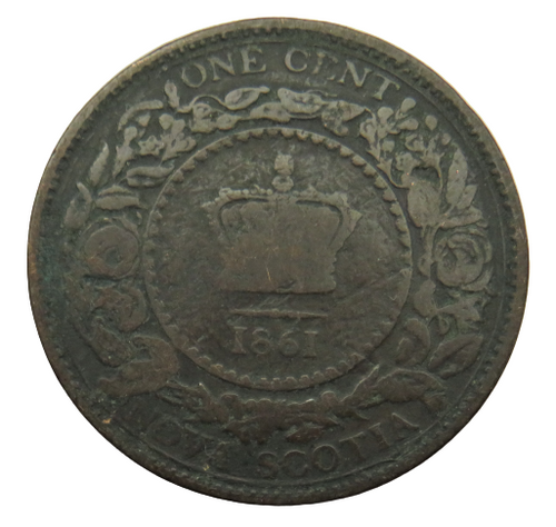 1861 Queen Victoria Nova Scotia One Cent Coin