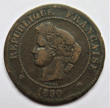 Load image into Gallery viewer, 1890-A France 5 Centimes Coin
