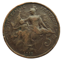 Load image into Gallery viewer, 1916 France 5 Centimes Coin
