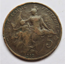 Load image into Gallery viewer, 1916 France 5 Centimes Coin
