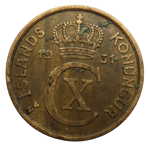 1931 Iceland 5 Aurar Coin