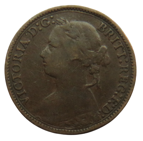 1879 Queen Victoria Farthing Coin - Great Britain