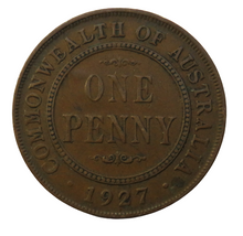 Load image into Gallery viewer, 1927 King George V Australia One Penny Coin
