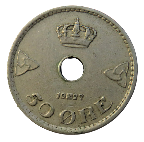 1927 Norway 50 Ore Coin
