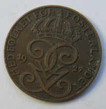 Load image into Gallery viewer, 1927 Sweden 2 Ore Coin
