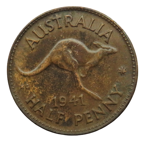 1941 King George VI Australia Halfpenny Coin