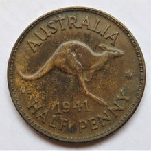 Load image into Gallery viewer, 1941 King George VI Australia Halfpenny Coin
