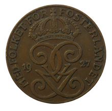 Load image into Gallery viewer, 1927 Sweden 2 Ore Coin
