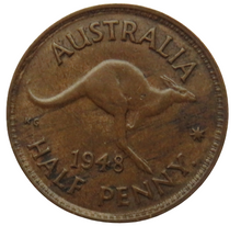 Load image into Gallery viewer, 1948 King George VI New Zealand Halfpenny Coin
