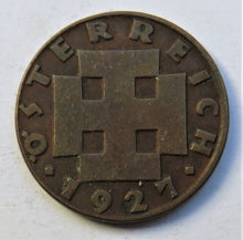 Load image into Gallery viewer, 1927 Austria 2 Groschen Coin
