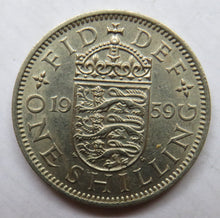 Load image into Gallery viewer, 1959 Queen Elizabeth II Shilling Coin (English Reverse) High Grade
