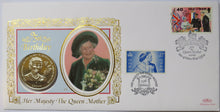 Load image into Gallery viewer, 1995 Isle of Man Coin &amp; Stamp Cover 95th Birthday The Queen Mother
