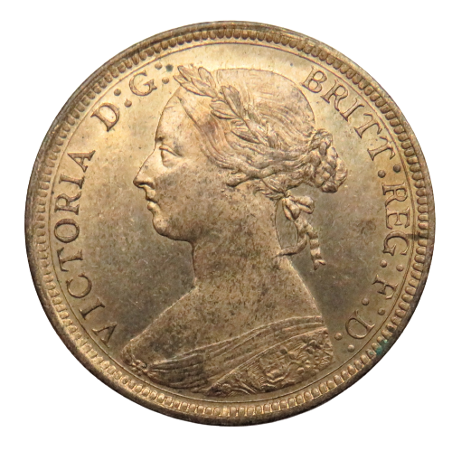 1887 Queen Victoria Bun Head Halfpenny Coin Unc - Great Britain